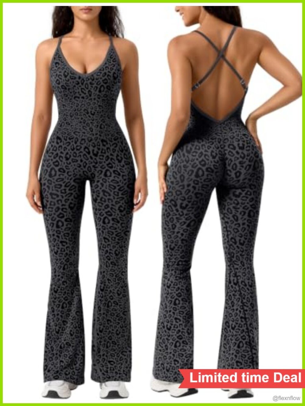 Seamless Flare Workout Jumpsuit Backless One Piece Gym Romper